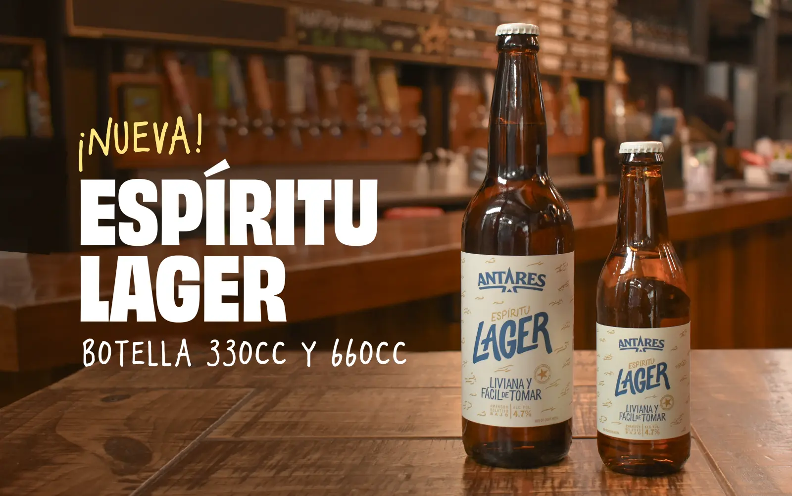 Espíritu Lager en porrones de 330ml y botellas de 660 ml